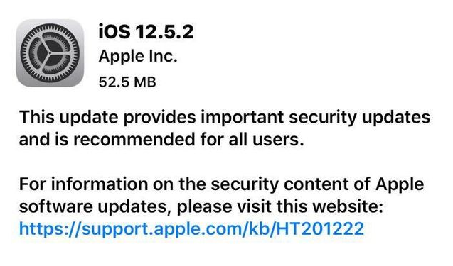 从化苹果手机维修分享iOS12.5.2发布，建议所有老苹果用户安装 